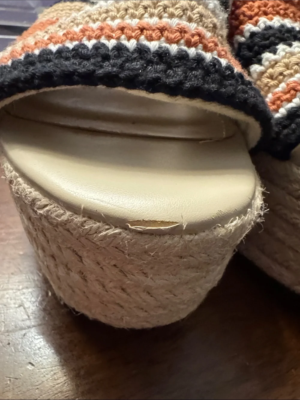 MARC FISHER Meflannia Crochet Espadrille Platform Slide Sandals Size 8.5M